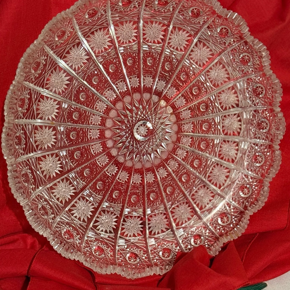 Elegant Bohemian Crystal Cut Glass Plate
